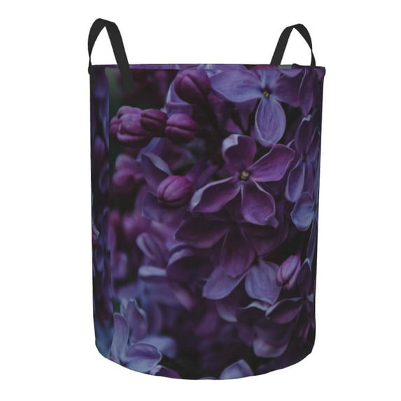 Uemuo Lilac Pattern Circular Laundry Hamper Basket with handles,Collapsible laundry basket,Large capacity laundry hamper,Laundry Organizer-Small