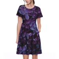 thumbnail image 1 of Uemuo Lilac Print Womens Summer Dress Casual Swing Short Sleeve Sundresses Beach A-line Shift Dress, 1 of 6