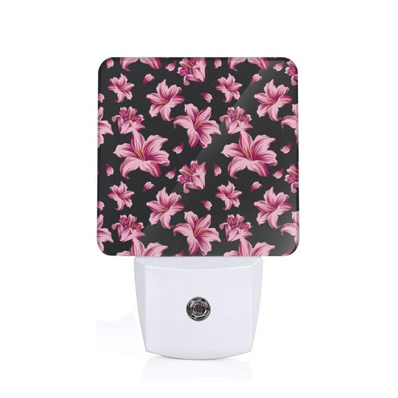 Uemuo Lilies Flowers Night Light, Night Lights Plug into Wall, Dusk to Dawn Sensor Warm White Led Night Light 0.5W-US