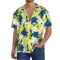 thumbnail image 1 of Uemuo Lilies Flowers Pattern Cotton Linen Short Sleeve Shirts,Casual Lightweight Button Down Shirts,Vacation Beach Summer Tops-3X-Large, 1 of 7