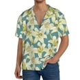 thumbnail image 1 of Uemuo Lilies Flowers Pattern Cotton Linen Short Sleeve Shirts,Casual Lightweight Button Down Shirts,Vacation Beach Summer Tops-X-Large, 1 of 7