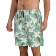 thumbnail image 1 of Uemuo Lilies Flowers Pattern Men's Swim Trunks Hawaiian Beach Bathing Suit Swimsuits Beach Quick-Dry Shorts with Pockets-Large, 1 of 9