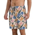 thumbnail image 1 of Uemuo Lilies Flowers Pattern Men's Swim Trunks Hawaiian Beach Bathing Suit Swimsuits Beach Quick-Dry Shorts with Pockets-Large, 1 of 9