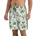 thumbnail image 1 of Uemuo Lilies Flowers Pattern Men's Swim Trunks Hawaiian Beach Bathing Suit Swimsuits Beach Quick-Dry Shorts with Pockets-Medium, 1 of 9