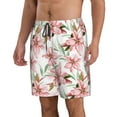 thumbnail image 1 of Uemuo Lilies Flowers Pattern Men's Swim Trunks Hawaiian Beach Bathing Suit Swimsuits Beach Quick-Dry Shorts with Pockets-Small, 1 of 9