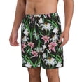 thumbnail image 1 of Uemuo Lilies Flowers Pattern Men's Swim Trunks Hawaiian Beach Bathing Suit Swimsuits Beach Quick-Dry Shorts with Pockets-XX-Large, 1 of 9