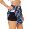 thumbnail image 1 of Uemuo Lilies Flowers Pattern Women's Athletic Shorts High Waisted Running Shorts with Liner Pockets Gym Elastic Workout Shorts-Medium, 1 of 9