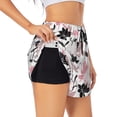 thumbnail image 1 of Uemuo Lilies Flowers Pattern Women's Athletic Shorts High Waisted Running Shorts with Liner Pockets Gym Elastic Workout Shorts-XX-Large, 1 of 9