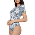 thumbnail image 1 of Uemuo Lilies Flowers Pattern Women's One Piece Short Sleeve Swimsuit Rash Guard Surfing Modest Quick-drying Swimsuit Beach Essentials-XX-Large, 1 of 9