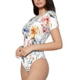thumbnail image 1 of Uemuo Lilies Flowers Pattern Women's One Piece Short Sleeve Swimsuit Rash Guard Surfing Modest Quick-drying Swimsuit Beach Essentials-XX-Large, 1 of 9