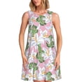 thumbnail image 1 of Uemuo Lilies Flowers Pattern Women’s Sleeveless Dress – Casual Summer A-Line Dress, Stylish and Comfortable Sundress for Hot Weather, 1 of 7