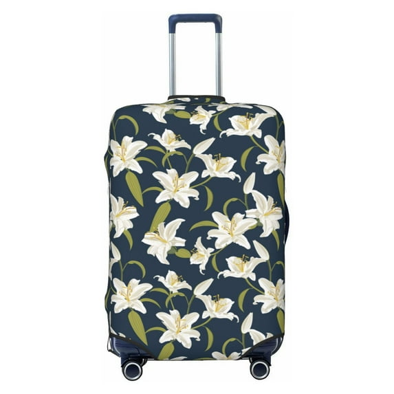 Uemuo Lilies Flowers Printed Washable Luggage Cover - Fashion Suitcase Protector Fits 18-32 Inch Luggage -Large