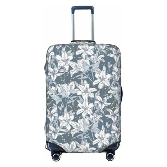 Uemuo Lilies Flowers Printed Washable Luggage Cover - Fashion Suitcase Protector Fits 18-32 Inch Luggage -Medium