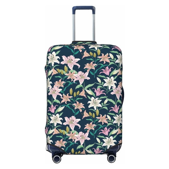 Uemuo Lilies Flowers Printed Washable Luggage Cover - Fashion Suitcase Protector Fits 18-32 Inch Luggage -