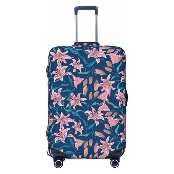 Uemuo Lilies Flowers Printed Washable Luggage Cover - Fashion Suitcase Protector Fits 18-32 Inch Luggage -