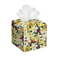 thumbnail image 1 of Uemuo Lilies Flowers Tissue Box Cover Holder, Square with Bottom Belt - PVC Leather Decorative Organizer for Tabletop, Bathroom, Car, Office, 1 of 8