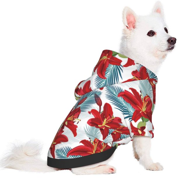 Uemuo Lilies Flowers for Winter Dog Hoodie Sweatshirts with Pockets