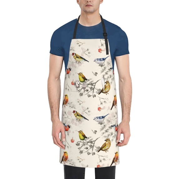 Uemuo Little Birds Pattern Waterproof Apron Adjustable Dishwasher Apron- Apron for Women Men Heavy Duty Work Apron for Dishwashing Chemical Lab