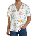 thumbnail image 1 of Uemuo Little Elephant Pattern Cotton Linen Short Sleeve Shirts,Casual Lightweight Button Down Shirts,Vacation Beach Summer Tops-3X-Large, 1 of 7