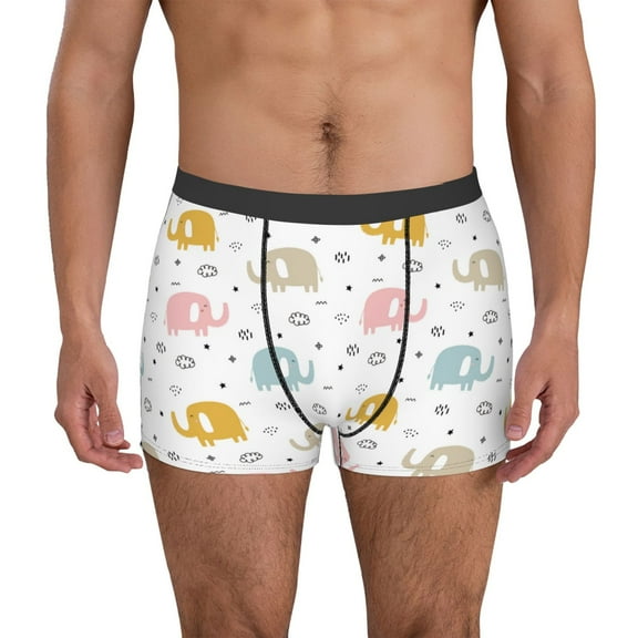 Uemuo Little Elephant Pattern Men's Boxer Briefs,Trunk Anti-Chafing,Comfortable, Durable, and Stylish Underwear-Large