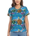 thumbnail image 1 of Uemuo Little Sea Turtles Printed Women's Classic V-Neck T-Shirt - Soft, Breathable, Moisture-Wicking, Perfect for Casual, Office, Travel, and Everyday Wear-Small, 1 of 5