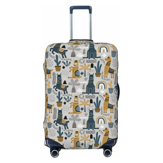 Uemuo Llama and Cactus1 Printed Washable Luggage Cover - Fashion Suitcase Protector Fits 18-32 Inch Luggage -Medium