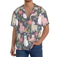 thumbnail image 1 of Uemuo Llamas Pattern Cotton Linen Short Sleeve Shirts,Casual Lightweight Button Down Shirts,Vacation Beach Summer Tops-Large, 1 of 7