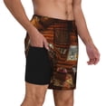 thumbnail image 1 of Uemuo Log Cabin Inside Pattern Mens Swim Trunks Quick Dry Board Shorts with Mesh Lining, Stretch Beach Shorts Quick Dry No-Chafing Board Shorts-Large, 1 of 9