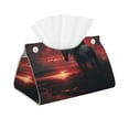 thumbnail image 1 of Uemuo Lone Rider Under Red Sky Pattern Tissue Box Cover Holder, Triangle with Bottom Belt - PVC Leather Decorative Organizer for Tabletop, Bathroom, Car, Office, 1 of 9