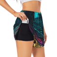 thumbnail image 1 of Uemuo Lost Golden Key Pattern Women's Athletic Shorts High Waisted Running Shorts with Liner Pockets Gym Elastic Workout Shorts-, 1 of 9