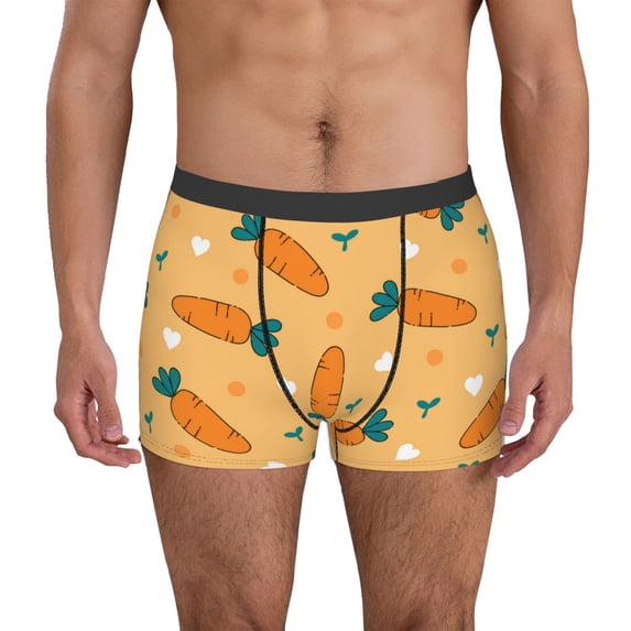Uemuo Love Carrot Pattern Men's Boxer Briefs,Trunk Anti-Chafing,Comfortable, Durable, and Stylish Underwear-Small