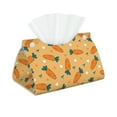 thumbnail image 1 of Uemuo Love Carrot Pattern Tissue Box Cover Holder, Triangle with Bottom Belt - PVC Leather Decorative Organizer for Tabletop, Bathroom, Car, Office, 1 of 9