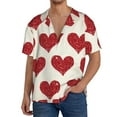 thumbnail image 1 of Uemuo Love Pattern Cotton Linen Short Sleeve Shirts,Casual Lightweight Button Down Shirts,Vacation Beach Summer Tops-4X-Large, 1 of 7