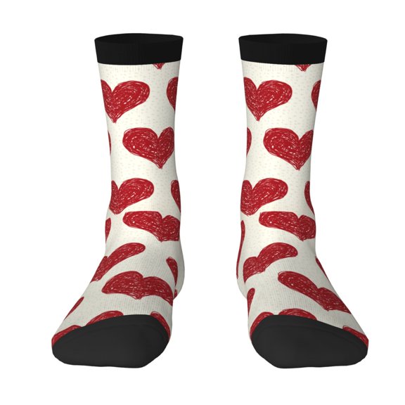 Uemuo Love Pattern Women's Crew Socks, Soft Durable Breathable Moisture-Wicking with Odor Control Cotton socks