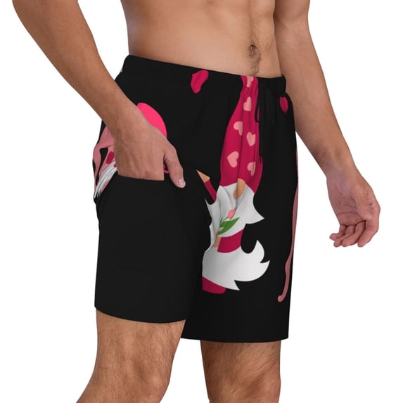 Uemuo Love You Mom Pattern Mens Swim Trunks Quick Dry Board Shorts with Mesh Lining, Stretch Beach Shorts Quick Dry No-Chafing Board Shorts-3X-Large