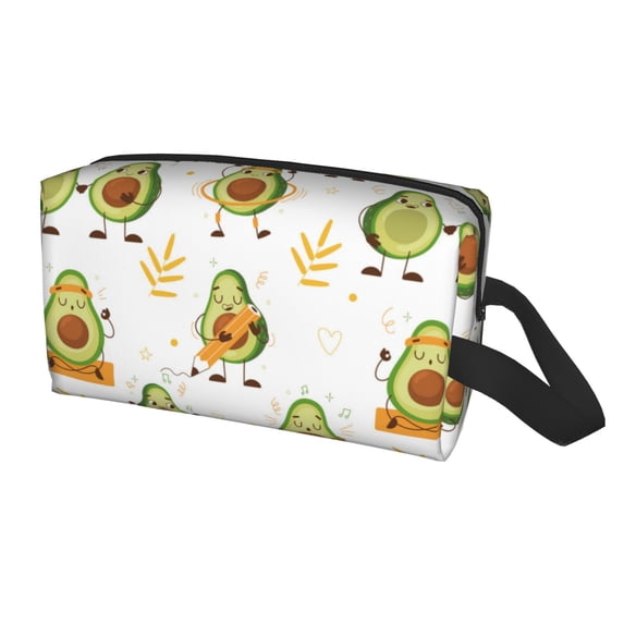 Uemuo Lovely Avocado Pattern Portable Toiletry Bags with Handle, Waterproof travel Make up Bags for Women, Large Capacity Travel Cosmetic Bags