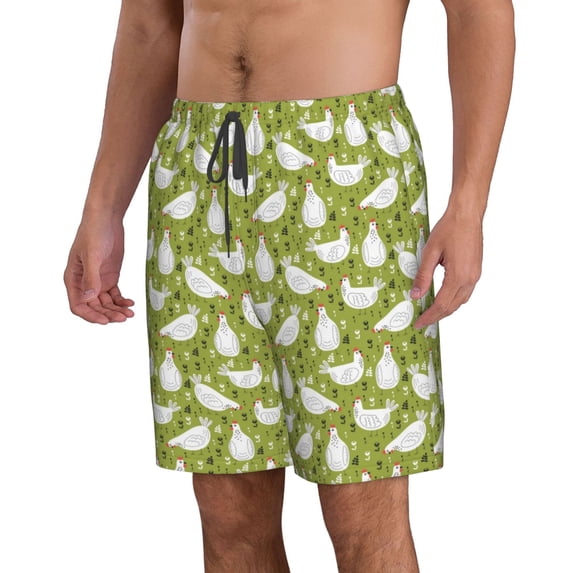 Uemuo Lovely Chickens Pattern Men's Swim Trunks Hawaiian Beach Bathing Suit Swimsuits Beach Quick-Dry Shorts with Pockets-XX-Large