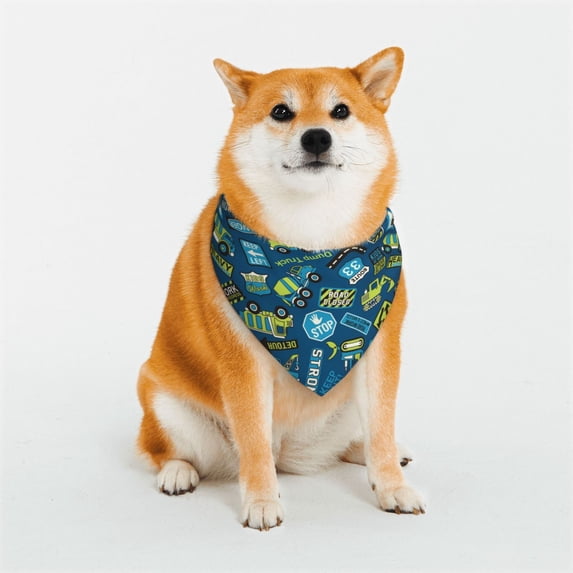 Uemuo Machinery Road Construction Summer Dog Bandanas,Cat Pet scarf,Soft Cotton Puppy Cat Scarfs Washable,Pets Gift-