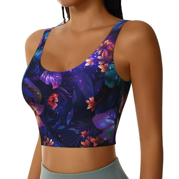 Uemuo Magic Colorful Forest Leaves Pattern Women's Sports Bra - High Impact Support, Breathable, and Comfortable Athletic Bra for Running, Yoga, and Workouts