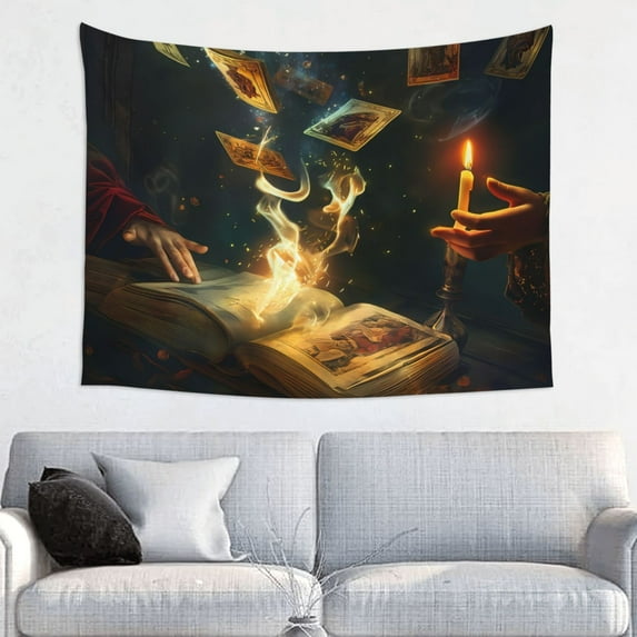 Uemuo Magical Tarot Reading Printed 29x37 Inch Tapestry Wall Hanging – Lightweight & Durable – Perfect for Dorm Decor, Beach Throw, Sofa Cover, Tablecloth