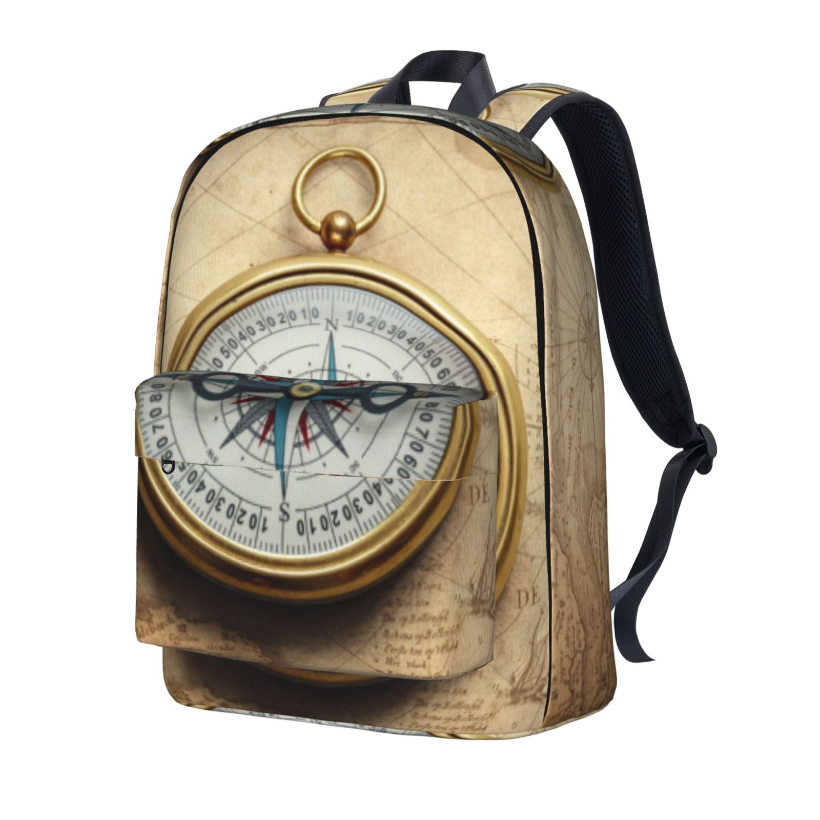 Uemuo Old Compass On World Map Pattern Backpack for Work and