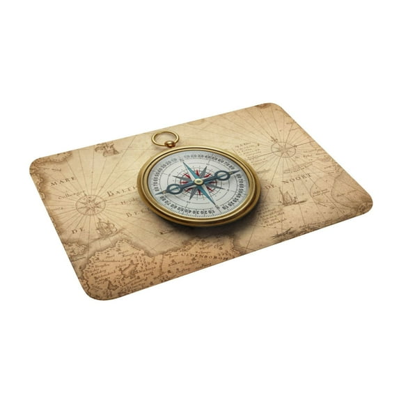 Uemuo Magnetic Old Compass On World Map Printed Door Mat Indoor Doormat 16"x24",Front Back Door Mats Non Slip Entrance Rugs,Inside Doormats for Entryway