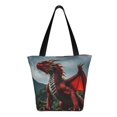 thumbnail image 1 of Uemuo Majestic Red Dragon Print Tote Bags for Women,Large Capacity Corduroy Bag,Reusable Grocery Shoulder Bag,Beach Tote with Zipper Closure, Daily Essentials, 1 of 7