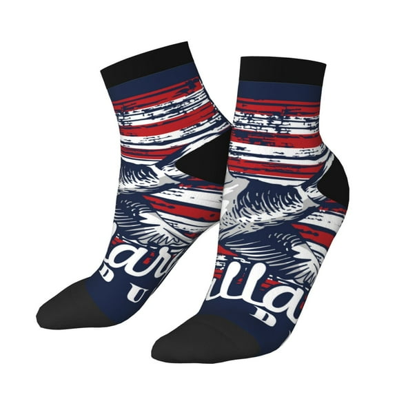 Uemuo Mallard Duck With American Flag Printed Crew Socks, Moisture-Wicking Socks, Athletic Socks for Men Breathable Cushion Socks Casual Sport Socks for Running Traveling
