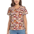 thumbnail image 1 of Uemuo Maneki-Neko Cats Printed Women's Classic V-Neck T-Shirt - Soft, Breathable, Moisture-Wicking, Perfect for Casual, Office, Travel, and Everyday Wear-Small, 1 of 5