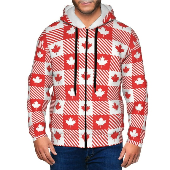 Uemuo Maple Leaves1 for Men's Fashion Full-zip Hoodies & Sweatshirts with Kangaroo Pocket, Zip-up Hooded Sweatshirt, Moisture Wicking & Breathable-Large