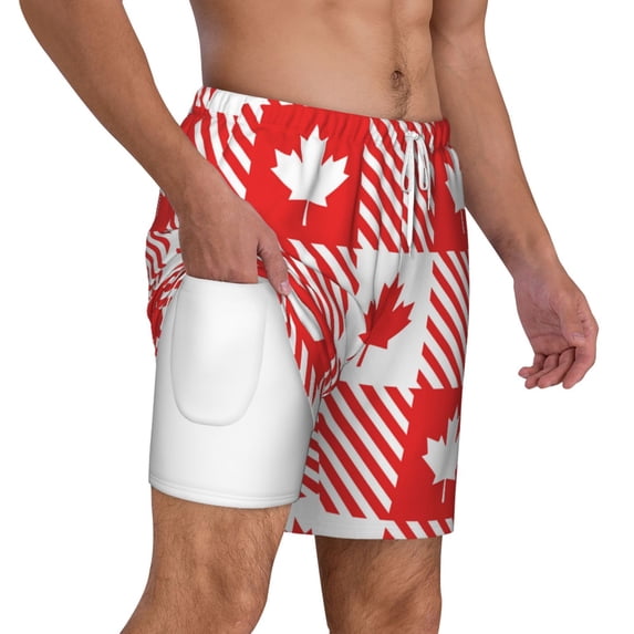 Uemuo Maple Leaves1 Pattern Mens Swim Trunks Quick Dry Board Shorts with Mesh Lining, Stretch Beach Shorts Quick Dry No-Chafing Board Shorts-X-Large