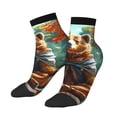 thumbnail image 1 of Uemuo Maple Meditating Bear Printed Crew Socks, Moisture-Wicking Socks, Athletic Socks for Men Breathable Cushion Socks Casual Sport Socks for Running Traveling, 1 of 6