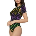 thumbnail image 1 of Uemuo Mardi Gra Geometric Pattern Women's One Piece Short Sleeve Swimsuit Rash Guard Surfing Modest Quick-drying Swimsuit Beach Essentials-X-Large, 1 of 9