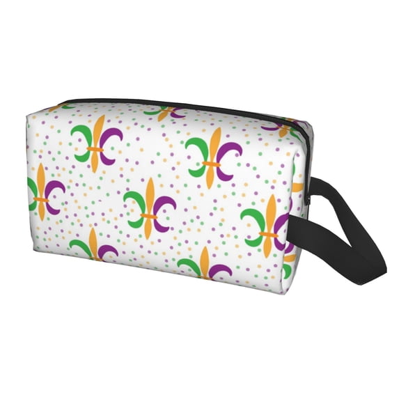 Uemuo Mardi Gras Carnival1 Pattern Portable Toiletry Bags with Handle, Waterproof travel Make up Bags for Women, Large Capacity Travel Cosmetic Bags